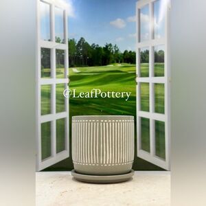 Angirasa Sage/White Ceramic Planter Pot with Saucer Attached